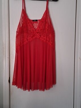 Avidlove Sheer Red Lace Mesh Babydoll Lingerie Nightie Sz 4XL